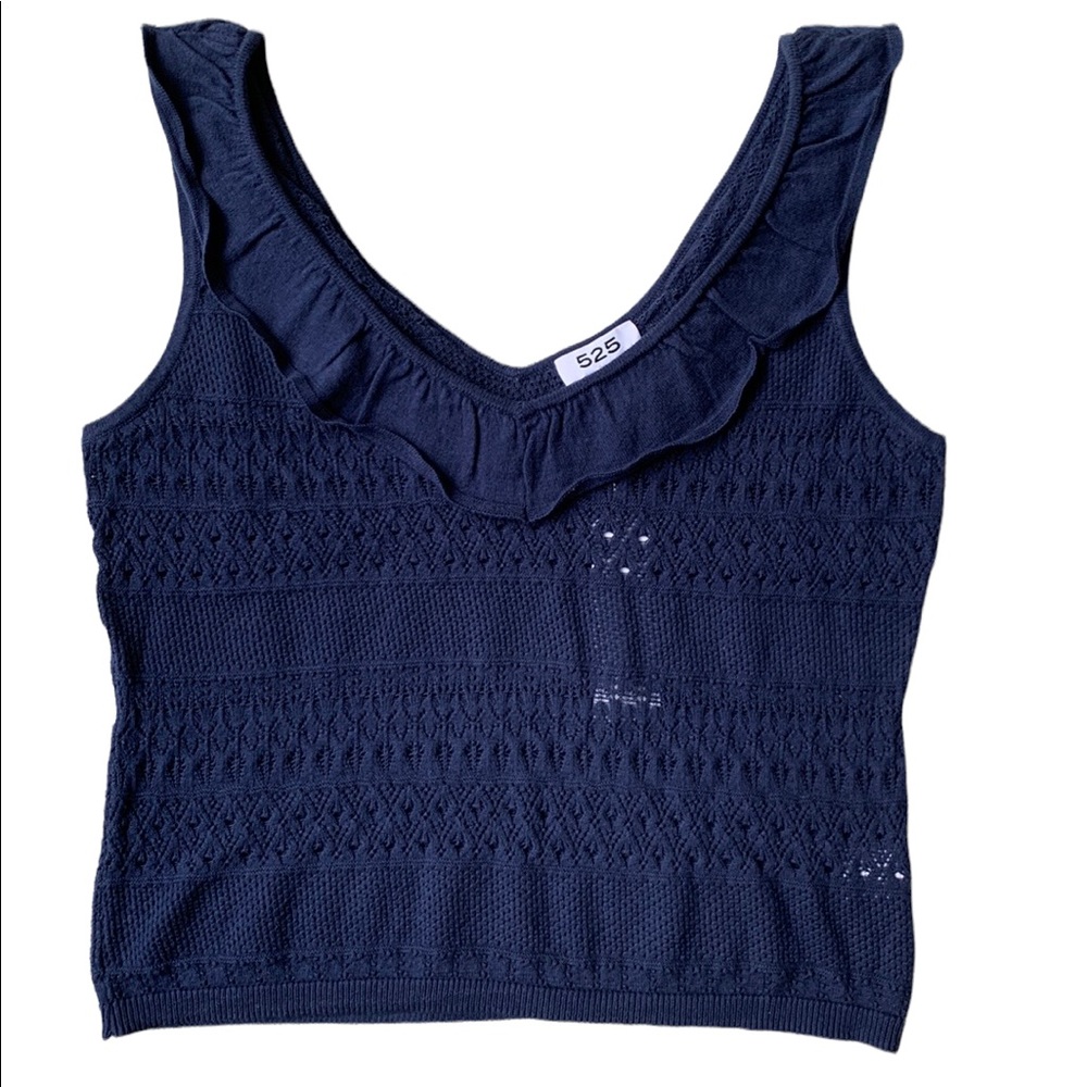 525 America Pointelle Ruffle Tank NWT